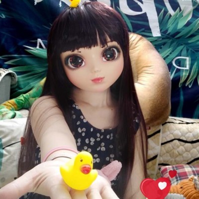 (XP)Crossdress Sweet Girl Resin Half Head Female Cartoon Character Kigurumi Mask With BJD Eyes Cosplay Anime Role Lolita Doll Mask